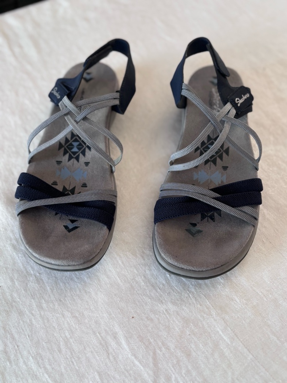 Skechers Navy and Gray Strappy Comfort Sandals